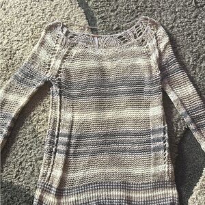 Free People Desert Moon Open knit Gray and Cream Sweater